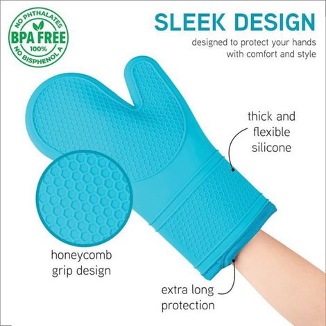 Gants De Four - Silicone Résistant Chaleur - Pour Cuisine Et Barbecue - Ensemble 6 Pièces (1/5)
