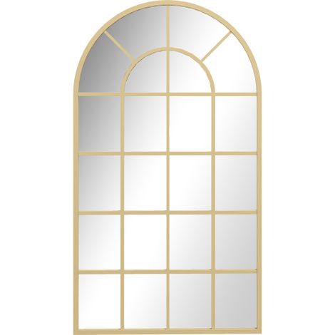 Specchio da parete decorativo in metallo dorato, 110 x 62 cm, ideale per ingresso, soggiorno o camera da letto – cornice elegante senza vetro visibile, stile scandinavo contemporaneo