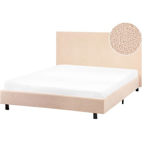 Bett mit Lattenrost Bouclé ALBI 120 x 200 cm Beige