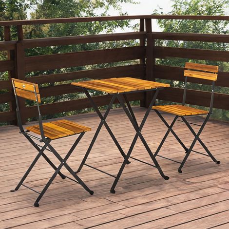 Table de jardin teak en acier bois d'acacia 45 x 39 x 79 cm (1/5)