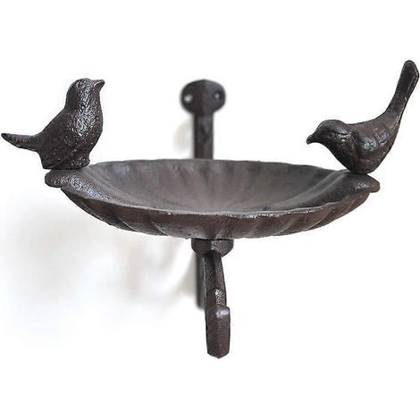 Support métallique pour bain d'oiseaux en fonte, facile à fixer, gamelle pour oiseaux. (1/4)