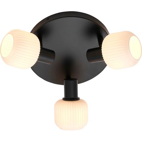 Plafonnier MILFORD Mini 3-Rondel Verrerie Noir, H.19 - IP20 - E14 /Nordlux Intérieur (1/5)