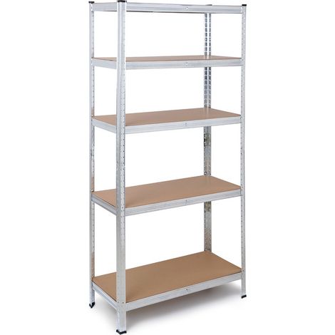 Étagère métallique galvanisée 180 x 90 x 40 cm, 5 tablettes réglables en MDF, montage sans vis, pour garage, bureau, atelier, garde-manger. The HomeWeeks (1/5)