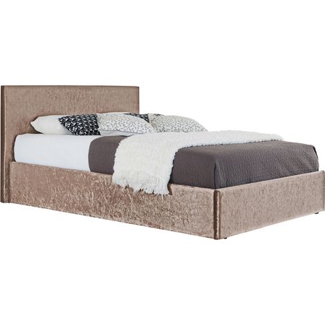 5ft Crushed Velvet Ottoman Bed Frame in Truffle