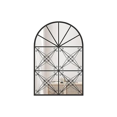 Arched Window Pane Mirror Wall Mounted Decorative Mirror w/ Metal Frame (1/5)