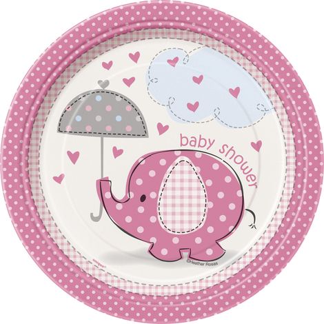 Babyparty-Teller für Mädchen, 18 cm, 8 Stück.