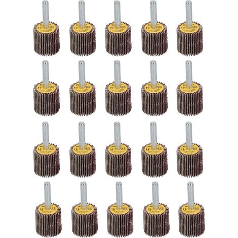 Confezione da 20 dischi lamellari, grana 80, 25 mm, per trapani, gambo da 6 mm