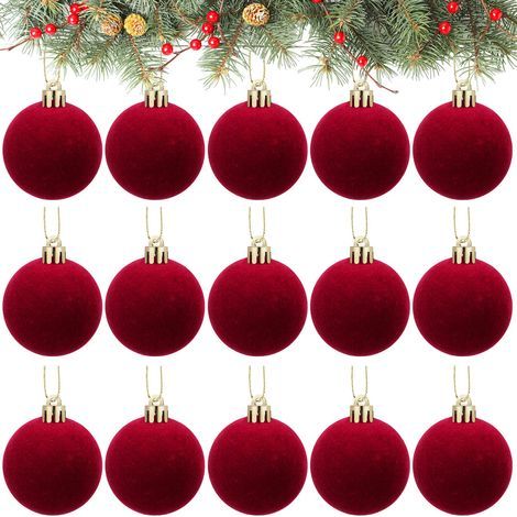 15 Weihnachtskugeln – Christbaumschmuck – Weihnachtsdekoration – Bordeaux (1/5)