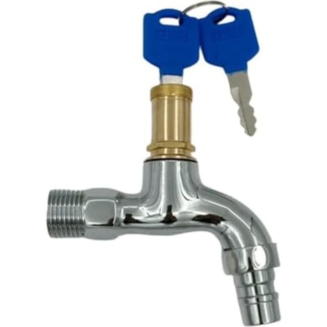 Robinet de jardin antivol avec clé, robinet verrouillable à filetage mâle 1/2 pour linge et lavage de voiture (2) (1/5)