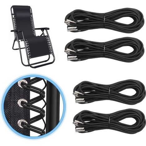 Lot de 4 cordons de rechange (1,4 m et 2,2 m) pour chaises longues et transats, chaises de jardin et transats. Élastiques de rechange pour chaises longues et transats. Accessoires pour fauteuils incli (1/5)