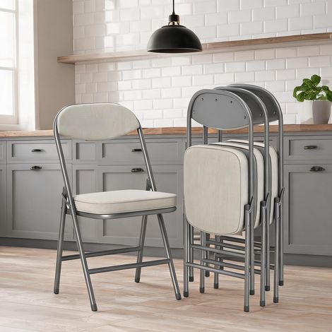 Set de 4 chaises pliantes en métal assise rembourrée 45 x 48 x (1/5)