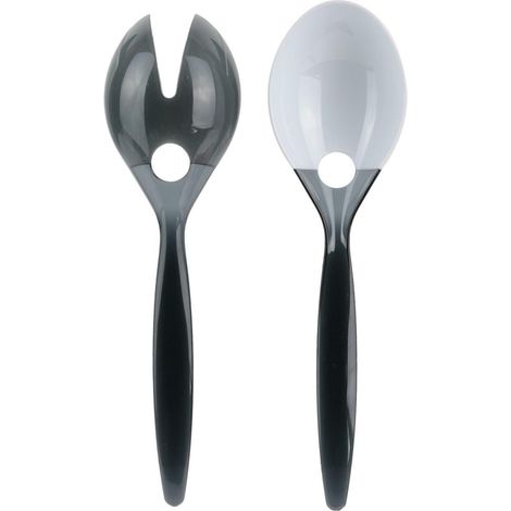 Salatbesteck-Set, schwarzer Kunststoff, 2 Löffel (1/3)