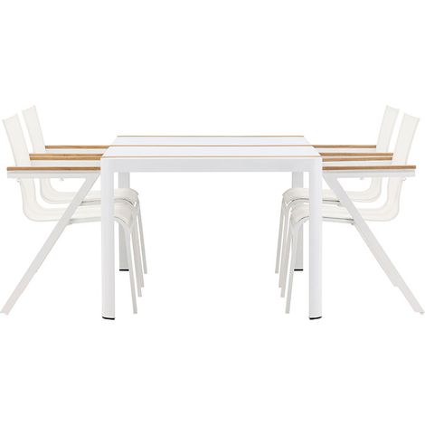 Togo set de jardin table 90x150cm blanc, 4 chaises blanches. (1/5)