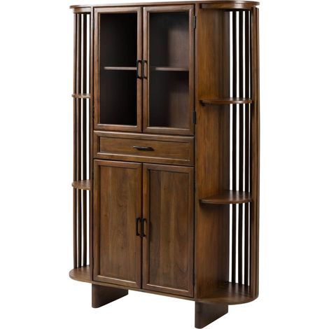 Vitrine Akazie 120x40x178 natur lackiert MADRID 50