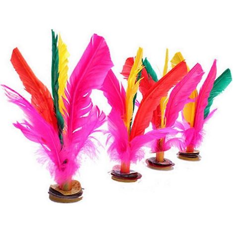 10 volants de football chinois Jianzi en plumes d'oie colorées, en caoutchouc, pour le fitness et les sports de plein air (couleurs aléatoires). (1/5)
