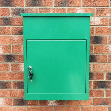 MonsterShop - Cassetta Postale per Pacchi, Cassetta per Pacchetti Sicura con Serratura Montaggio a Parete per Consegna Parcelle Corrieri - Verde (1/5)