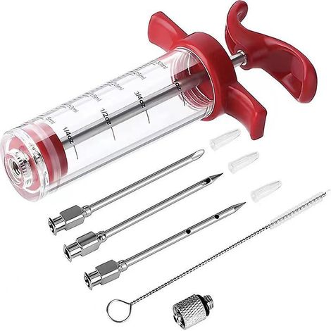 Fleischinjektionsspritze: 3 Grillinjektionsnadeln, hochwertiges tragbares Truthahn-Injektionsset für Smoker, Fleischinjektor mit großem 30-ml-Fassungsvermögen