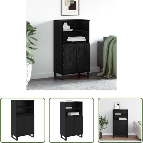 Rangement salon - Haut Armoire Noir 60 x 36 x 110 cm Bois d'ingénierie (1/5)