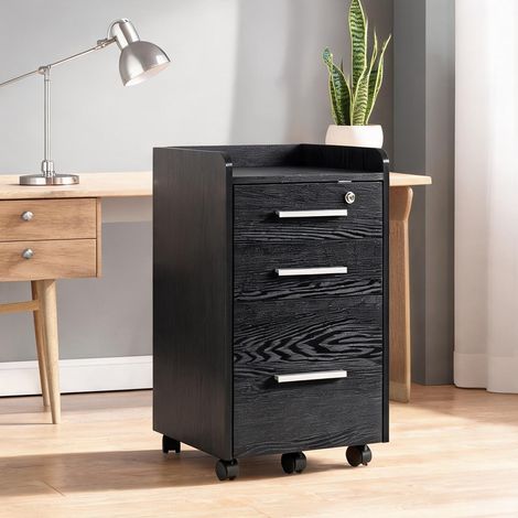 Meuble de rangement de bureau noir en bois 39,2 x 40 x 65,4 cm (1/5)