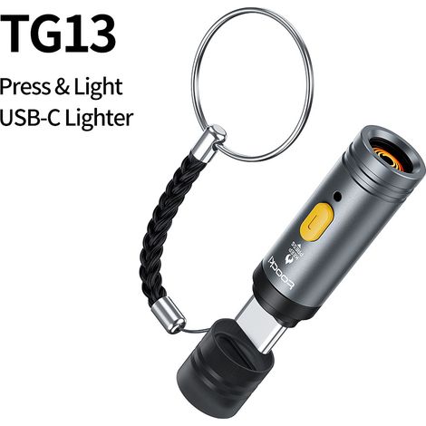 Briquet USB-C Électrique, Coupe-Vent, Allume-Feu à Bouton, Portable Camping Extérieur, Gris (1/5)
