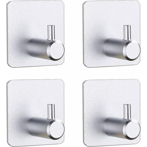 Set di 4 ganci adesivi per asciugamani senza foratura - Ganci da parete per cucina - Argento (1/4)