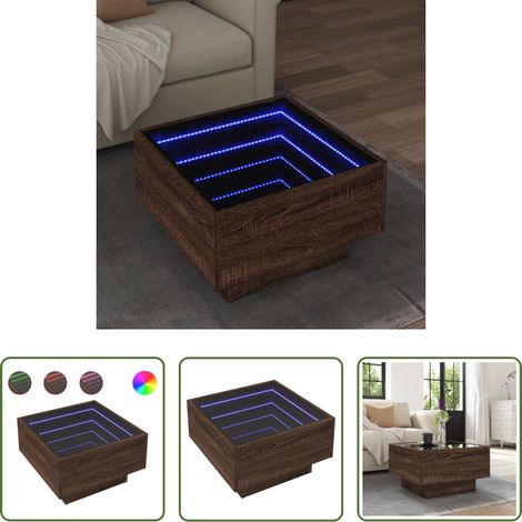 Holz Couchtisch - LED-Couchtisch Braun Eichen-Optik 50x50x30 cm Holzwerkstoff (1/5)