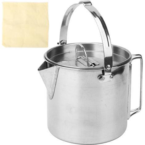 Bouilloire portable en acier inoxydable durable et écologique, idéale pour l'extérieur et multifonctionnelle. (1/5)