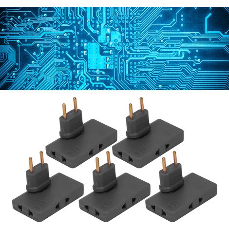 Verkauft in 5er-Packs, 180 Grad drehbarer drahtloser Steckdosenadapter 1 auf 3, europäischer Standard, europäischer Standardstecker 110-250V schwarz. (1/5)