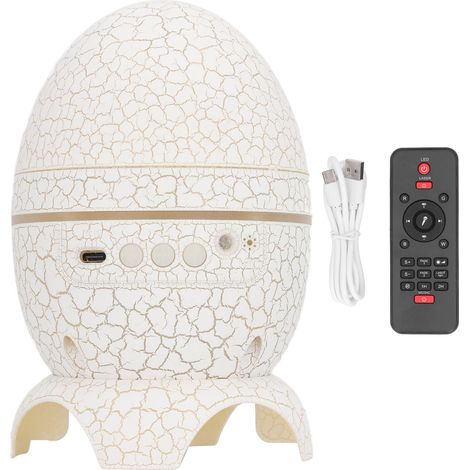 Projecteur d'étoiles en forme d'œuf de dinosaure, connexion Bluetooth, lecteur de musique, étoiles colorées, veilleuse avec télécommande, blanc (1/5)