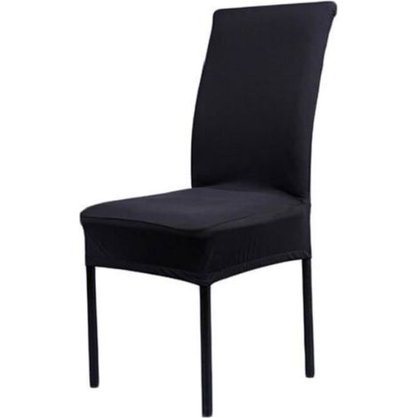 Lot de 6 Housses de Chaise Extensibles Universelle - Moderne - Noir Étiquette (1/3)