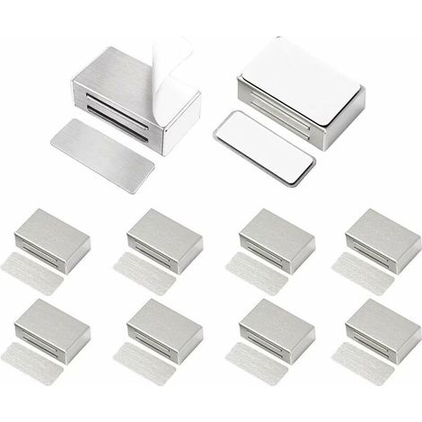royaluxe - Aimant de Porte Placard Adhesif Lot de 10 Loquets Magnétiques de Porte Mise à Jour sans Vis sans Perçage pour Placard de Cuisine Aimant Fermeture Puissant pour Tiroir, Armoire, des Meubles (1/5)