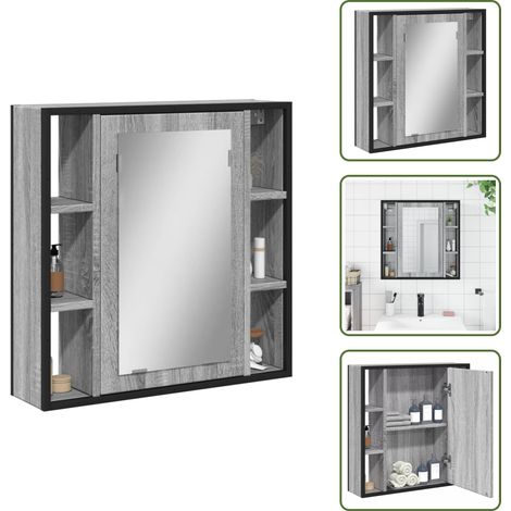 The Living Store Bad-Spiegelschrank Grau Sonoma 60x16x60 cm Holzwerkstoff - Badezimmer Spiegel (1/5)