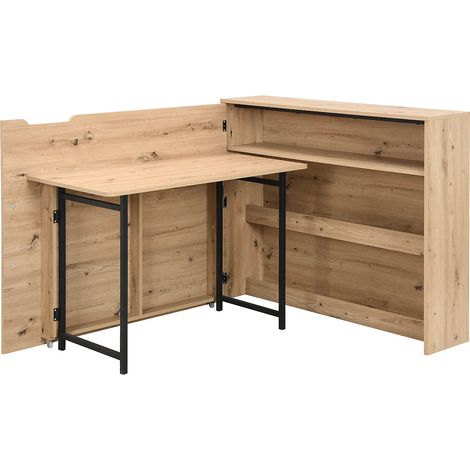 Scrivania angolare pieghevole - MDF - Colore: Naturale - RELIMY (1/5)
