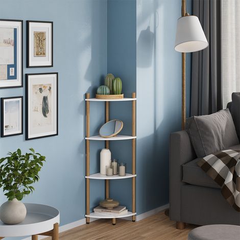 Estante de esquina Bivio, Blanco/pino, 29 x 102.5 cm con 4 compartimentos, Vicco (1/5)