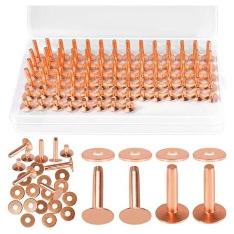 154 Pices Rivets Cuivre pour Cuir Rivets Lisse Bavures Veste Jean (1/4)