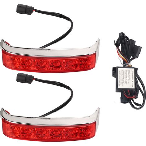 2 pièces Feux de sacoche moto LED gauche droite feu stop de remplacement pour Ultra Limited FLHTK coque chromée lentille rouge (1/5)