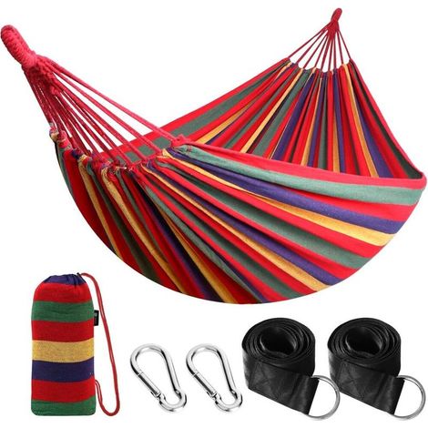 Hamac Extérieur Portable Léger avec Sangles pour Arbres, Sac de Transport, Idéal Jardin, Balcon, Patio, Plage, Randonnée (1/5)