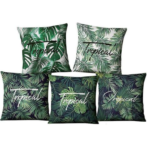 Lot de 5 taies d'oreiller en velours vert 45 cm x 45 cm (1/5)