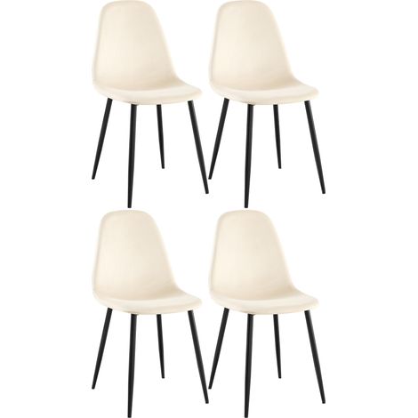 4er Set Esszimmerstühle Napier creme Samt