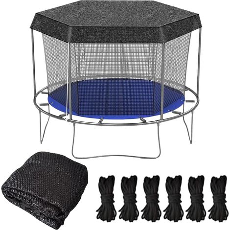 Housse d'ombrage de Trampoline,Ø244cm Toit Pare Soleil pour Trampoline 6/8 Poteaux avec Cordes,Anti UV & imperméable,Anti poussière,Accessoires Trampolin pour Extérieur (1/5)