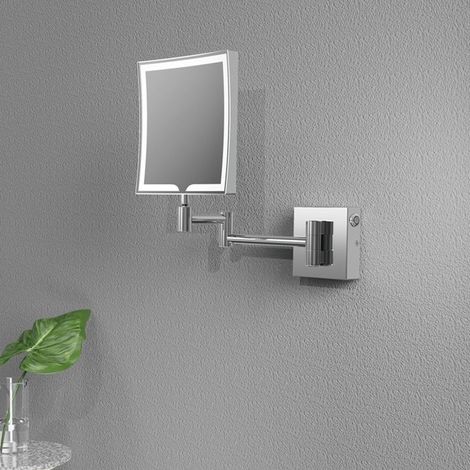 Signature Evelyn Square LED Cosmetic Bathroom Mirror 200mm H x 200mm W - Chrome (1/2)