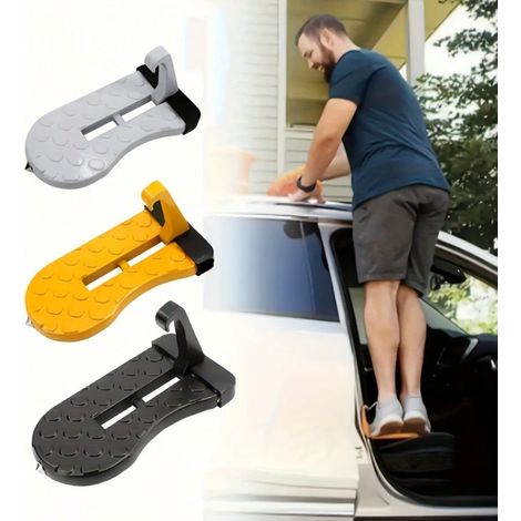 Marche-pied de porte de voiture pliable, crochet de toit multifonction en alliage d'aluminium résistant, cale de roue d'aide au stationnement pour SUV, camion, fourgon, couleur noire (1/5)