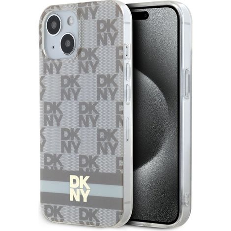 DKNY DKHMP15MHCPTSE iPhone 15 Plus / 14 Plus 6,7" beige/beige Hartschalen-Schutzhülle mit IML-Karomuster und bedruckten Streifen, MagSafe (1/5)