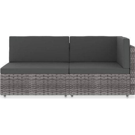 Maison Exclusive - Modulares 2-Sitzer-Sofa Poly Rattan Grau (1/5)