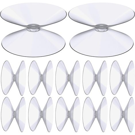 Ventouses Double Face, 12 Pièces 4 cm Ventouses Transparentes, Extra Fortes PVC Plastique Suspension Rideau Isolant Ventouse pour Miroir De Table En Verre, Miroir de fenêtre de salle (1/5)