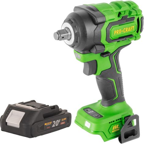 Atornillador de impacto a batería Procraft PWA18bb 20 V 550 Nm 1/2" sin escobillas + 1 batería de 2,0 Ah - sin cargador