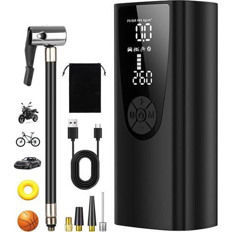 Garden FutureCompresseur à Air Portatif 6000mah, Mini Pompe à Air Électrique, Gonfleur Pneus Voiture, Gonfleur Electrique, Compresseur à Air (1/5)