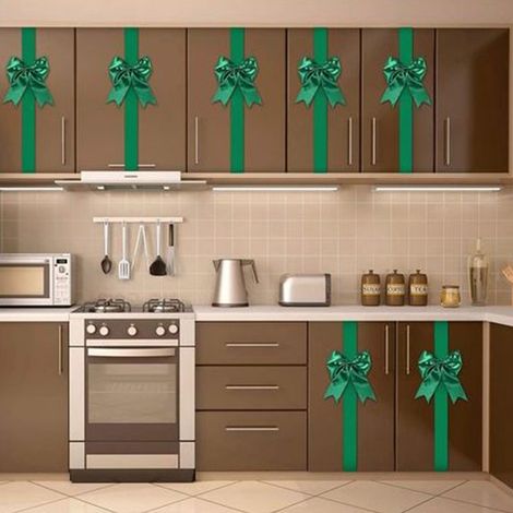 Ribbon - Bow Pour Armoire De Cuisine - En Nylon - 100 X 20 Cm - Pour Décoration De Noël Intérieure Et Extérieure - 1 Pièce (1/5)
