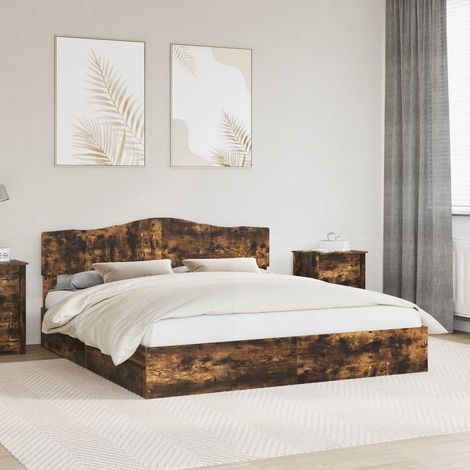 Aufbewahrungsbett Geräucherte Eiche 180 x 200 cm Holzwerkstoff