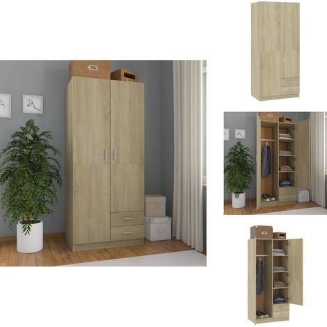 Kleiderschrank Sonoma-Eiche 80x52x180 cm Holzwerkstoff - Schreibtisch - Garderobe - Kommode - Möbelstück - Wohnzimmer (1/5)